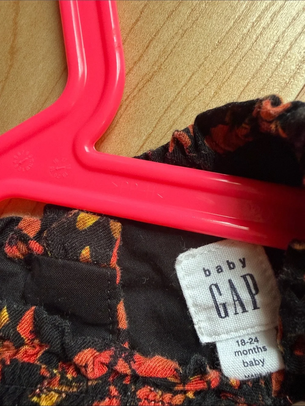 Baby GAP Toddler Girl Black Red Orange Floral Long-Sleeve Dress Sz 18-24M